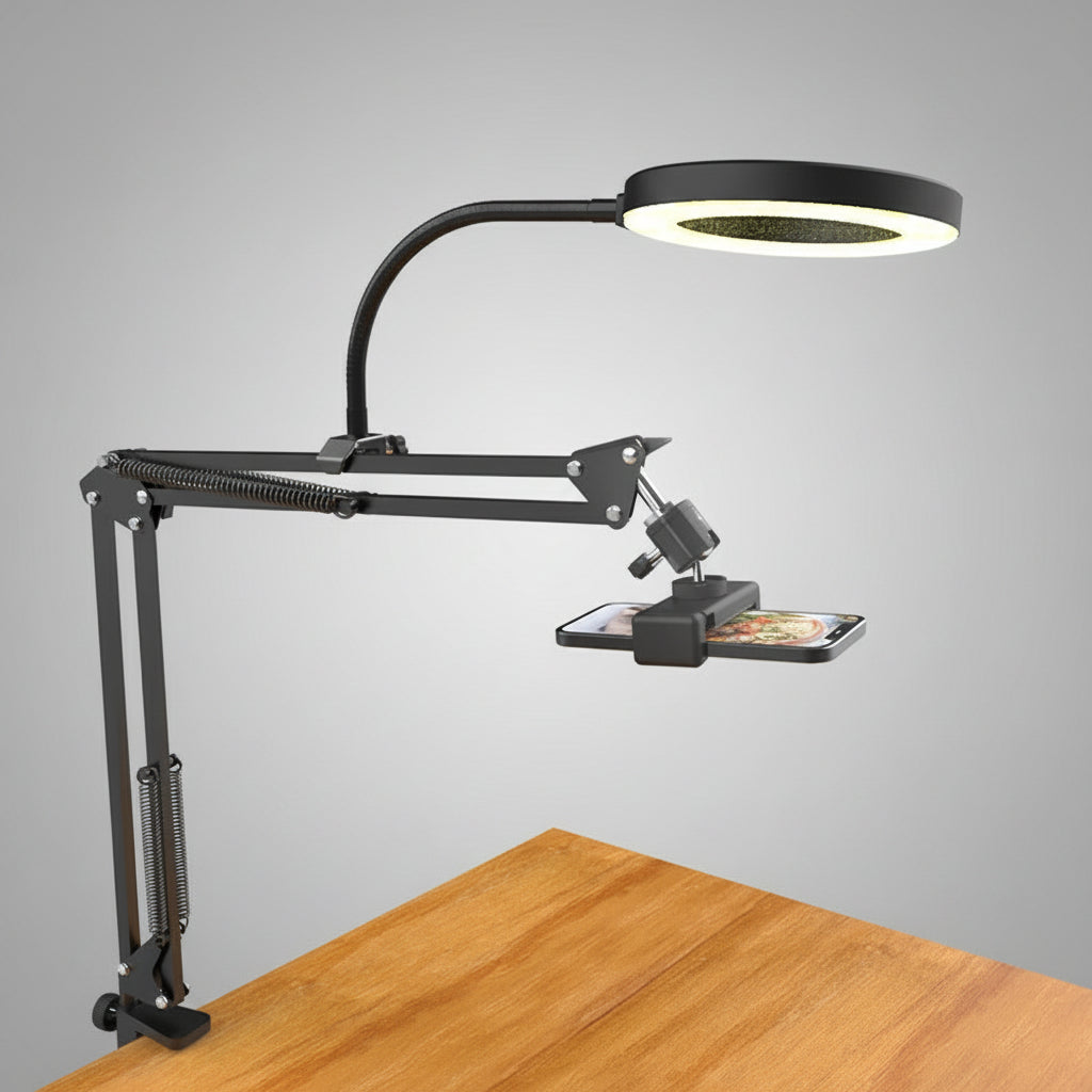 Station de création 2-en-1 : Support Articulé & Anneau LED