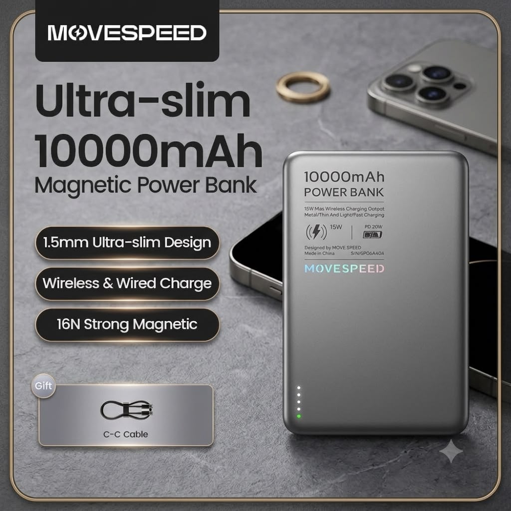 Batterie externe magnétique 10 000 mAh – charge rapide PD 20 W